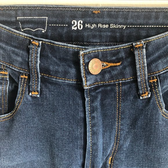 Levi's High Rise Skinny Full Length Denim Jeans 26 - Picture 3 of 7